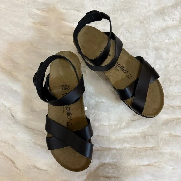 Birkenstock Papillio Black Sandals with Cork Footbed and Buckle Straps - Picture 3 of 7